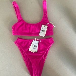 Good American Hot Pink High Waisted Bikini - Size 1/2